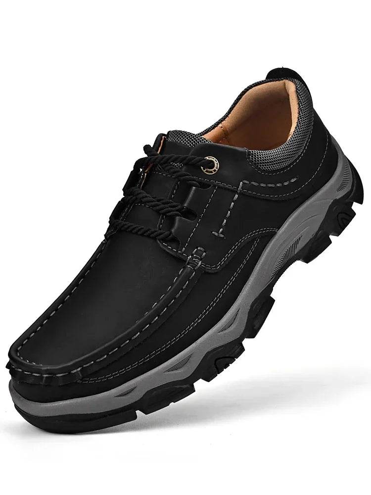 Handmade Leather Casual Mens Shoes Antiskid Man Loafers Comfort Walking Shoes All-match Men Treking Flats Hot Sale Hiking Shoes