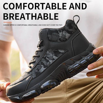 Camouflage Men Safety Shoes Quality Work Sneakers Air Cushion Men Protective Shoes Anti-smash Anti Puncture Work Boots Non-slip - Touchy Style