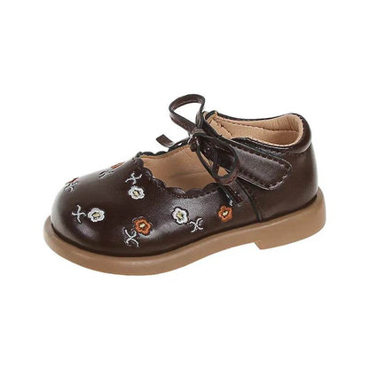 New Vintage Floral Mary Jane Low Heel Litte Girls Cosy Shallow Shoes Fashion Embroidery Flowers Princess Dress Shoes Girl G09282 - Touchy Style