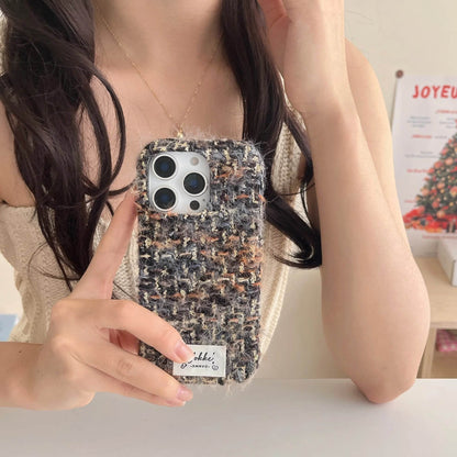 Cute Phone Cases For iPhone 16, 15, 14, 13 Pro Max - Fashionable Woven Pattern Woolen Texture Back Cover - PC0430 - Touchy Style