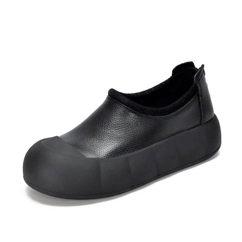 Round Toe Genuine Leather Women&