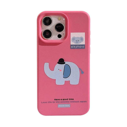Cute Phone Cases For iPhone 16, 15, 14, 13, 12, 11 Pro Max, 16 Plus - Funny Elephant Hat Art - Cartoon Soft Cover - CP9311 - Touchy Style