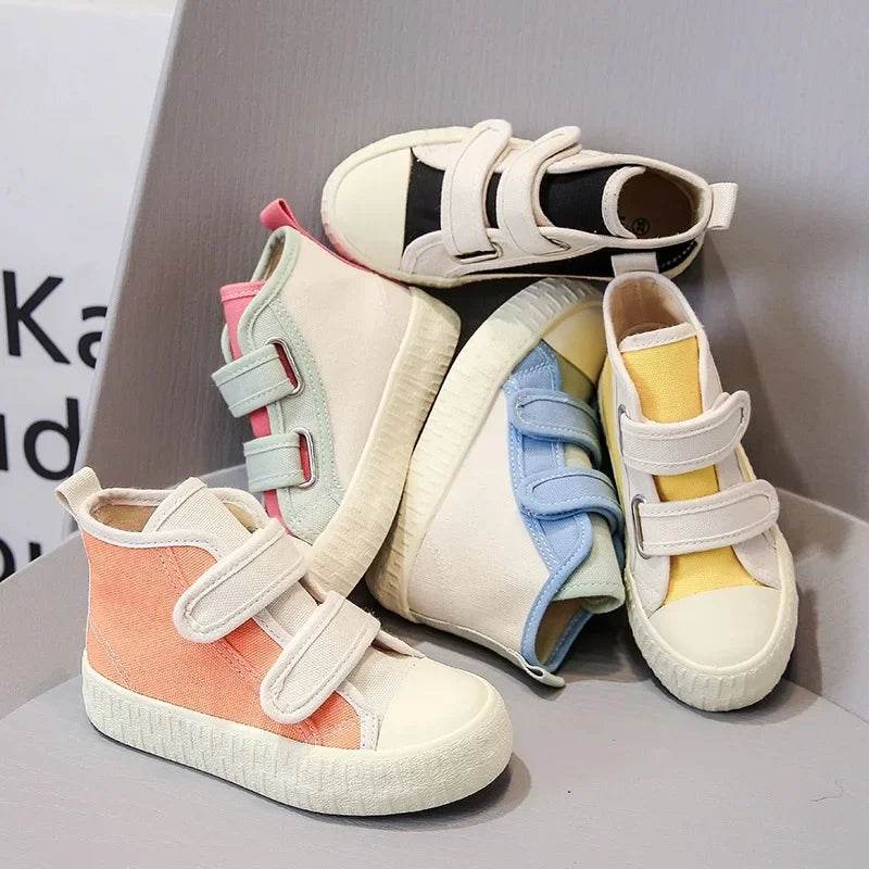 Chicest Patchwork Canvas Shoes for Kids Cute Colorful Street style Children Boy Autumn High Top Shoe Girl Boots Flat-sole E07314 - Touchy Style
