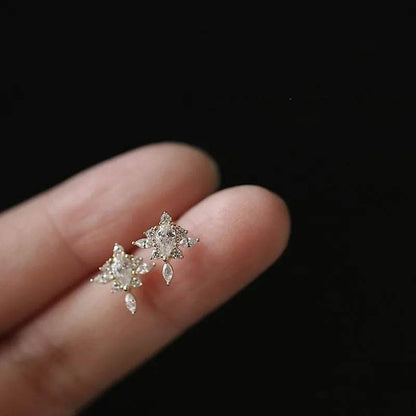 925 Sterling Silver Plated 14K Gold Delicate Vintage Zircon Stud Earrings For Women Party Jewelry Gifts - Touchy Style