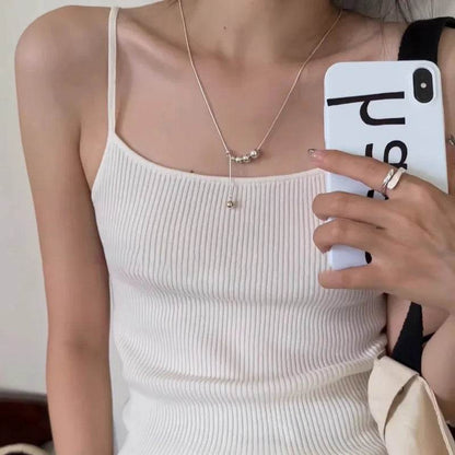 PANJBJ 925 Sterling Silver Bead Necklace for Women Design Tassels Sweater Chain Snake Bone Chain Jewelry Gift Dropshipping - Touchy Style