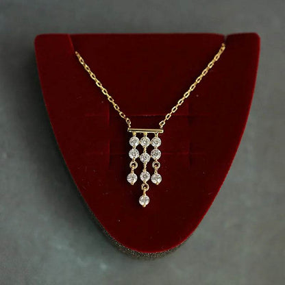 French Luxury S925 Sterling Silver Plated 14K Gold Necklace Gorgeous Vintage Tassel Zircon Pendant Necklace for Women Jewelry - Touchy Style