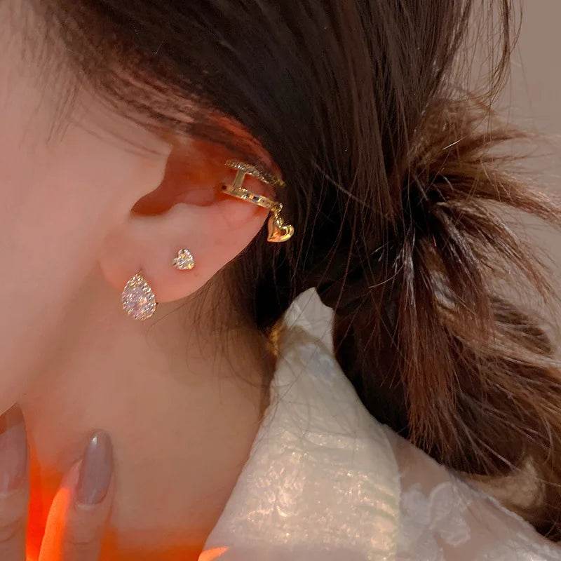 French Exquisite Small Zircon Water Droplet 925 Sterling Silver Plated 14K Gold Earrings for Women Wedding Party Jewelry - Touchy Style