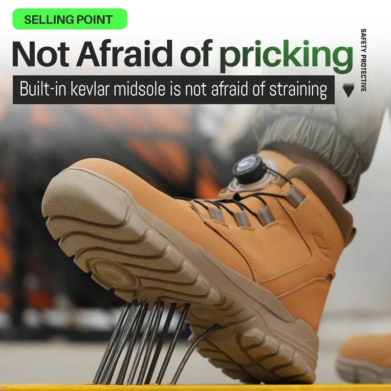 Waterproof Men Boots Rotating Buttons Safety Shoes Men Puncture-Proof Work Boots Steel Toe Shoes Light Indestructible Shoes - Touchy Style
