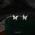 Real 999 Sterling Silver Fashion Romantic Delicate Zircon Butterfly Stud Earrings For Women Wedding Fine Jewelry - Touchy Style