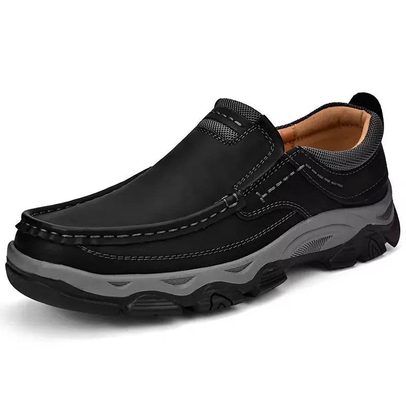 Handmade Leather Casual Mens Shoes Antiskid Man Loafers Comfort Walking Shoes All-match Men Treking Flats Hot Sale Hiking Shoes
