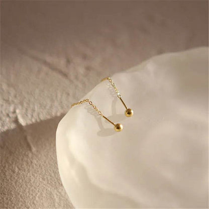 925 Sterling Silver Simple Gold Beads Screw Earrings for Women Korean Temperament Versatile Jewelry - Touchy Style