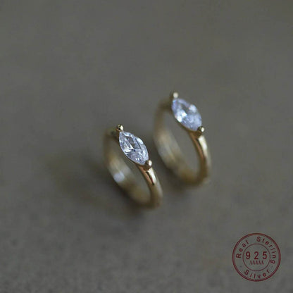 925 Sterling Silver Plated 14K Gold Geometric Zircon Earrings for Women Simple Elegant Exquisite Ear Accessories - Touchy Style