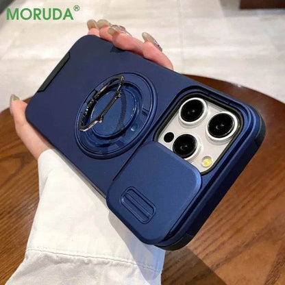 Slide Camera Protection for Magnetic Bracket Armor Case for iPhone 16 11 12 13 14 15 Pro Max 16 Plus Magsafe Durable Hard Cover - Touchy Style