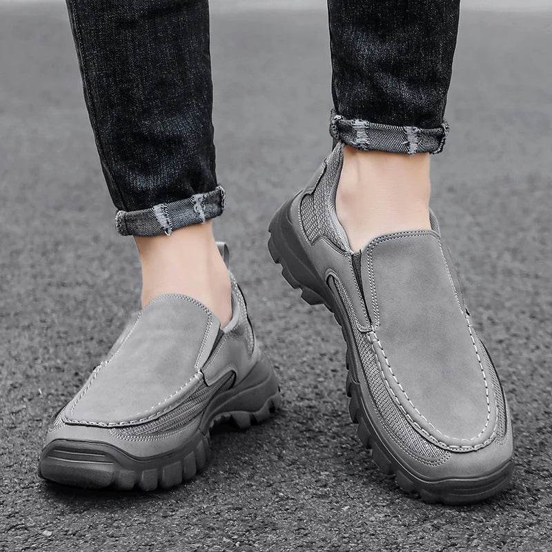 Outdoor Men Sneakers Hanmade Leather Casual Shoes Men Slip On Men Loafers Breathable Lightweight Flats Shoe Hot Sale Platform - Touchy Style