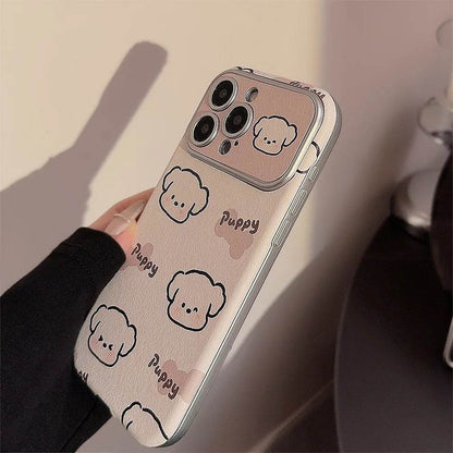 Cute Phone Cases For iPhone 16, 15, 14, 13, 12 Pro Max, 15 Plus - Funny Sweet Puppy Dog Pattern - Leather Cover - PC9120 - Touchy Style
