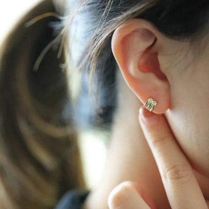 925 Sterling Silver Plated 14K Gold Shining Double Row Zircon Earrings for Women High Quality Stylish Simple Jewelry - Touchy Style