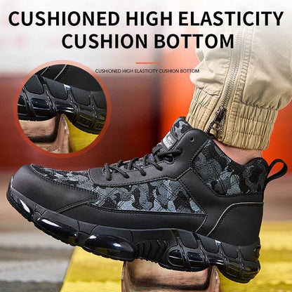Camouflage Men Safety Shoes Quality Work Sneakers Air Cushion Men Protective Shoes Anti-smash Anti Puncture Work Boots Non-slip - Touchy Style