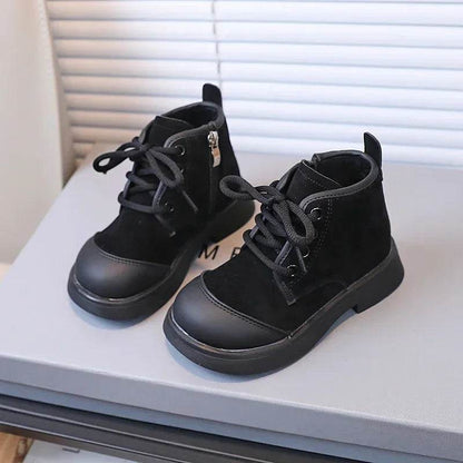 2024 New Girls Casual Shoes Non-slip Simple Children Fashion Boys Leather Boots Spring and Autumn New Kids Cotton Shoes Non-slip - Touchy Style