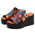 Genuine Leather Flowers Women Fashion Slippers Sandals New Summer Thick Sole High Heel Silppers Outer Wear Sandals - Touchy Style