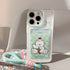 Cute Phone Cases For iPhone 16, 15, 14, 13 Pro Max, Xr, 15, 14, 16 Plus - Cherry Cake Bear Doll - Green plaid Photo Card Holder - IC5320 - Touchy Style