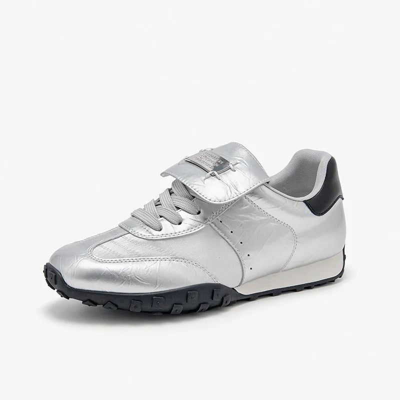 BEAUTODAY Fashion Trainers Women Cow Suede Sneakers Metal Buckle Leather Flats Lace Up Female Casual Shoes Handmade 29897