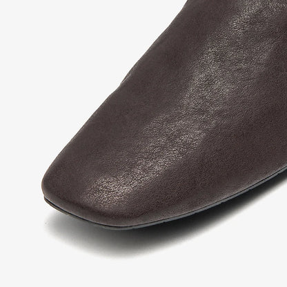 BEAUTODAY Casual Loafers Women Horse Leather Solid Slip-On Square Toe Flats Summer Shallow Boat Ladies Shoes Handmade 26259