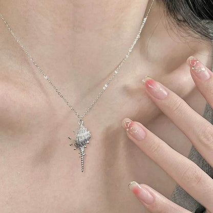 PANJBJ 925 Sterling Silver Conch Necklace For Women Irregular Texture Originality Versatile Jewelry Birthday Gift Dropshipping - Touchy Style