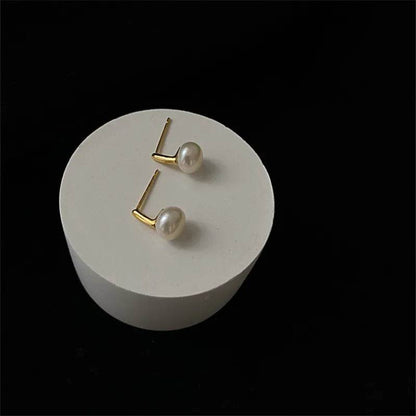 925 Sterling Silver French Exquisite Natural Freshwater Pearl Earrings for Women Temperament Wedding Party Jewelry Accessories - Touchy Style