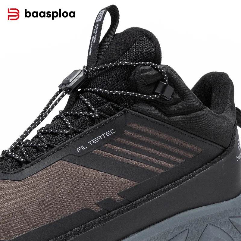 Baasploa Men Outdoor Boots Ankle Leather Waterproof Hiking Shoes Male Winter Plush Warm Casual Sneakers Antiskid Cotton Shoes - Touchy Style