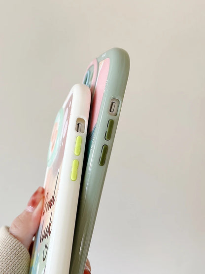 حافظات هواتف لطيفة لهواتف iPhone 15 و14 Pro Max و13 و12 و11 وطرازات Mini - إطار متموج، عدسة نافذة دفع كرتونية واقية - TSP374