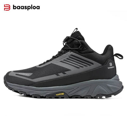 Baasploa Men Outdoor Boots Ankle Leather Waterproof Hiking Shoes Male Winter Plush Warm Casual Sneakers Antiskid Cotton Shoes - Touchy Style