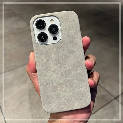Phone Case For iPhone 16 15 14 13 12 11 Pro Max Plus Suede Leather Cases Matte Silicone Soft Shockproof Cover Fashion
