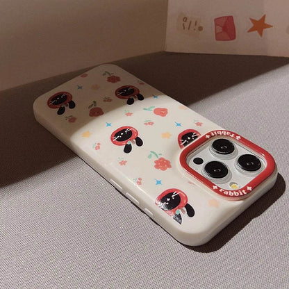 Cute Phone Cases For iPhone 16, 15, 14, 13, 12, 11 Pro Max, Xr, 16 Plus - Funny Tomato Black Rabbit Flowers Cover - IC6040 - Touchy Style