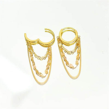 Real 925 Sterling Silver Plated 18K Gold Tassel Stud Earrings for Women Wedding Trendy Fine Jewelry - Touchy Style