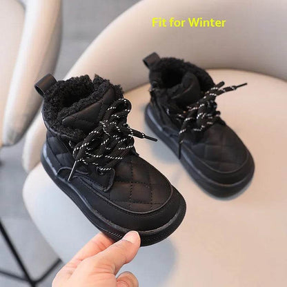 2024 Fashion Plaid Autumn Baby Girl Shoes Boys Ankle Boots Flexible Thick Bottom Children Snow Boots New Kids Winter Shoe G06253 - Touchy Style