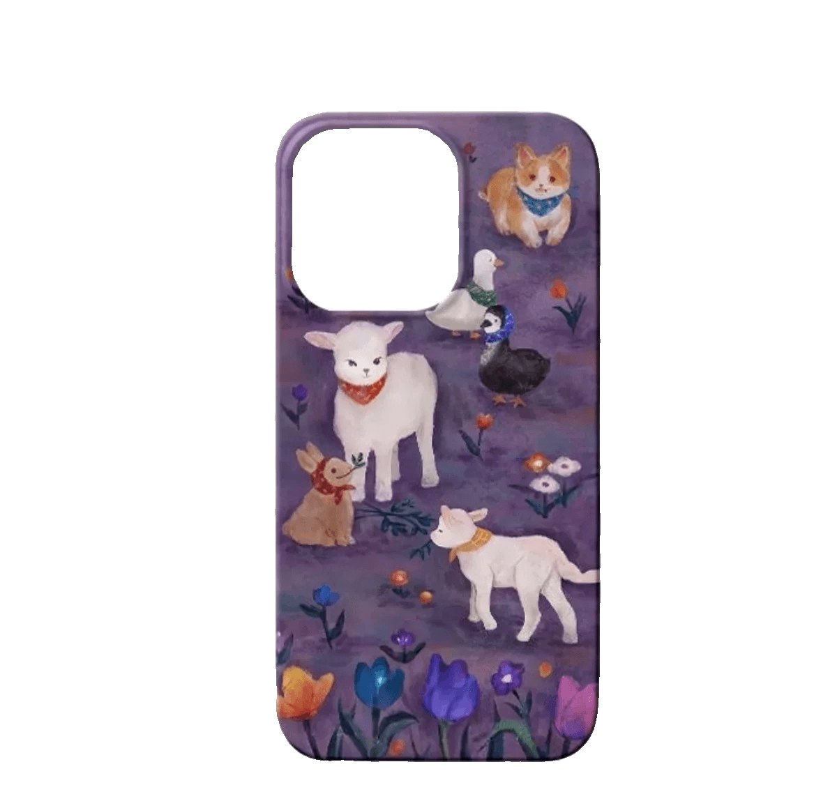 Cute Phone Cases For iPhone 16, 15 PRO MAX, 14 PRO, 13 PRO MAX, 15, 15 PLUS - Cartoon Lamb Pattern - Acrylic Hard Cover - IC2001 - Touchy Style