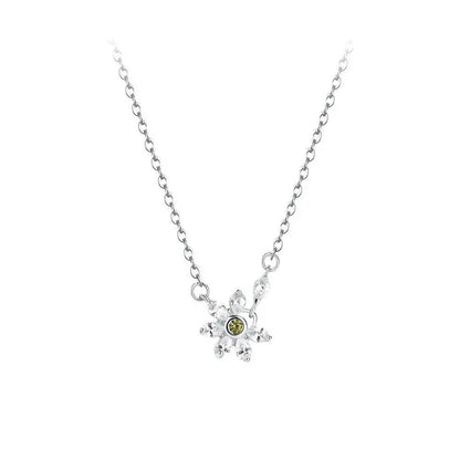 925 Sterling Silver Shiny Zircon Flowers Pendant Necklace Clavicle Chain for Women Birthday Gift Fine S925 Jewelry - Touchy Style
