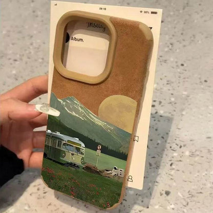 Cute Phone Cases For iPhone 11, 12, 13, 14, 15, 16 Pro Max, 11 Plus, XS, X, XR - Drive Travel Landscape Pattern - Leather Bumper Cover - Touchy Style