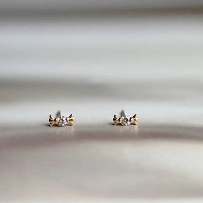 925 Sterling Silver Plated 14K Gold Zircon Candy Earrings for Women Korean Mini Cute Jewelry Accessories - Touchy Style