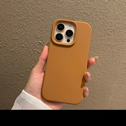 Business Pure Color Liquid Silicone Case for iPhone 11 12 13 14 15 16 Pro Max Plus 16e Sensitive Camera Control Button Cover
