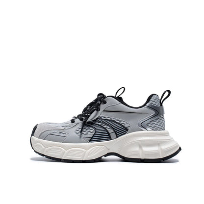 BEAUTODAY Fashion Trainers Women Pig Suede Leather Mesh Mixed Colors Platform Lace-up Sneakers Ladies Shoes Handmade OG-B2112A