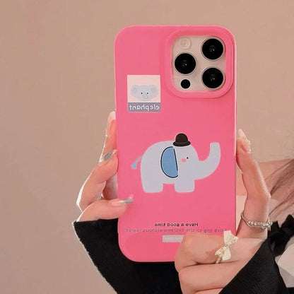 Cute Phone Cases For iPhone 16, 15, 14, 13, 12, 11 Pro Max, 16 Plus - Funny Elephant Hat Art - Cartoon Soft Cover - CP9311 - Touchy Style