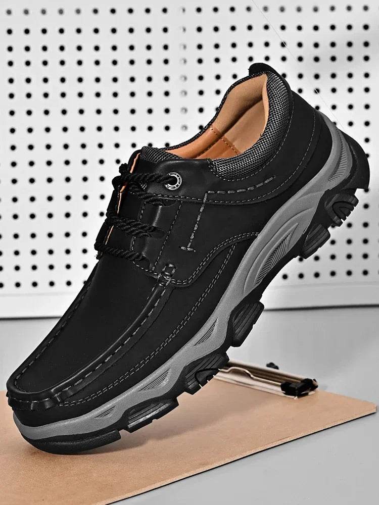 Handmade Leather Casual Mens Shoes Antiskid Man Loafers Comfort Walking Shoes All-match Men Treking Flats Hot Sale Hiking Shoes