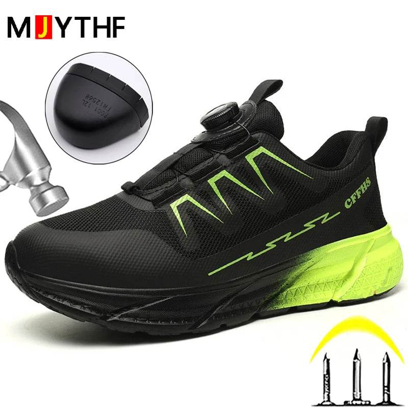 Rotating Buttons Work Safety Shoes For Women Men Steel Toe Shoes Puncture-Proof Women Work Sneakers Lightweight Protective Shoes - Touchy Style