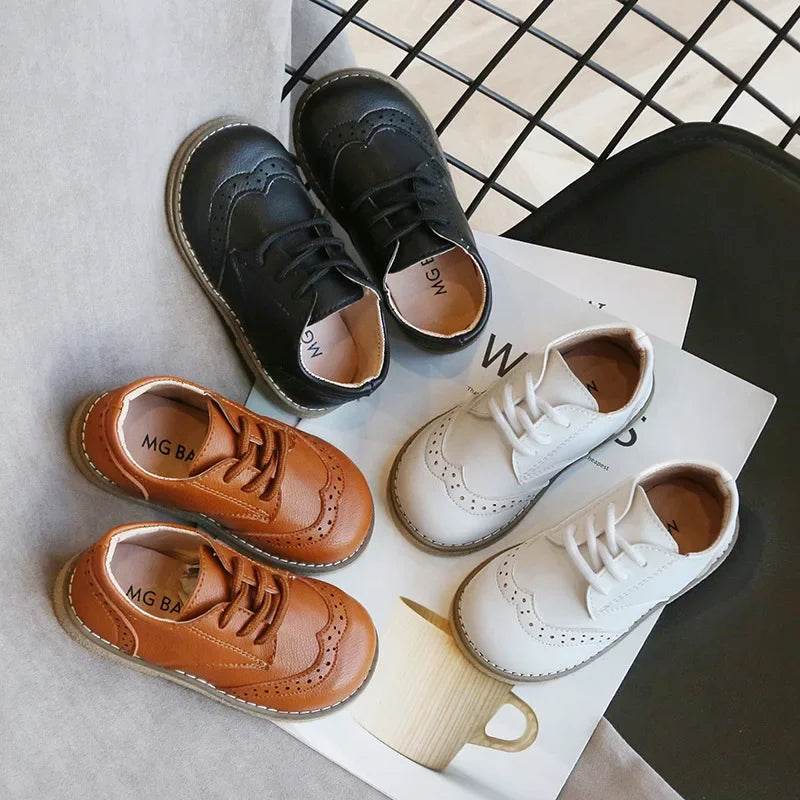2024 High Quality Children Leather Shoes Boys Sneakers Breathable Baby Toddler Shoes Flat Lace Up Leisure Boys Sneaker C12214 - Touchy Style