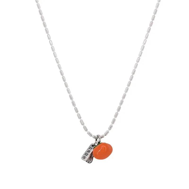 VENTFILLE 925 Silver Drip Glaze Necklace for Women Persimmon Peanut Irregular Originality Design Jewelry Gift Dropshipping - Touchy Style