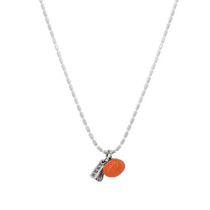VENTFILLE 925 Silver Drip Glaze Necklace for Women Persimmon Peanut Irregular Originality Design Jewelry Gift Dropshipping - Touchy Style