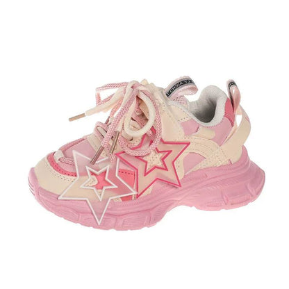 Star Shape Decos Stylish Children Casual Sneaker Comfortable Non-slip Jogging Shoes Child Chunky Sneakers for Girls Kids H02019 - Touchy Style