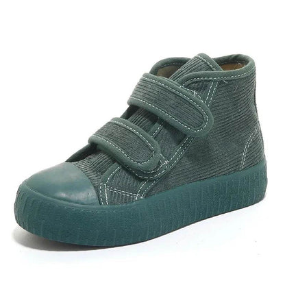 2024 Fashion Hook&amp;Loop Soft Corduroy Kids Sneakers School Casual All-match Children Girl Shoes High Top Autumn Boys Boots E08051 - Touchy Style