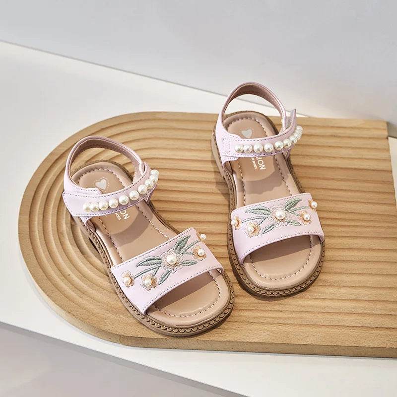 Girls Embroidery Princess Sandals 2024 Summer New Casual Versatile Retro Flowers Soft Chinese Traditions Hanfu Sandals H05063 - Touchy Style